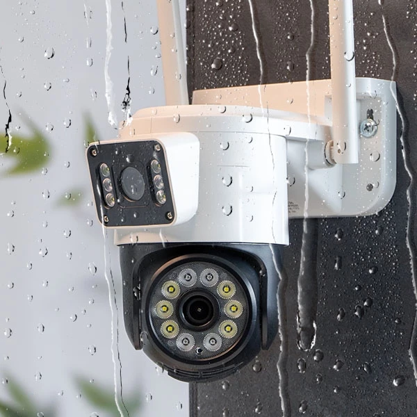 YOOSEE Q18D-16MP "Tròn" Camera WI-FI 2 mắt với 12 Led xoay + 6 Led Cố định, hộp carton 2 lớp, PTZ ngoài trời, Xoay 360, đàm thoại, có màu, 2 Anten Wifi 6 - 2.4Ghz, thùng 30c