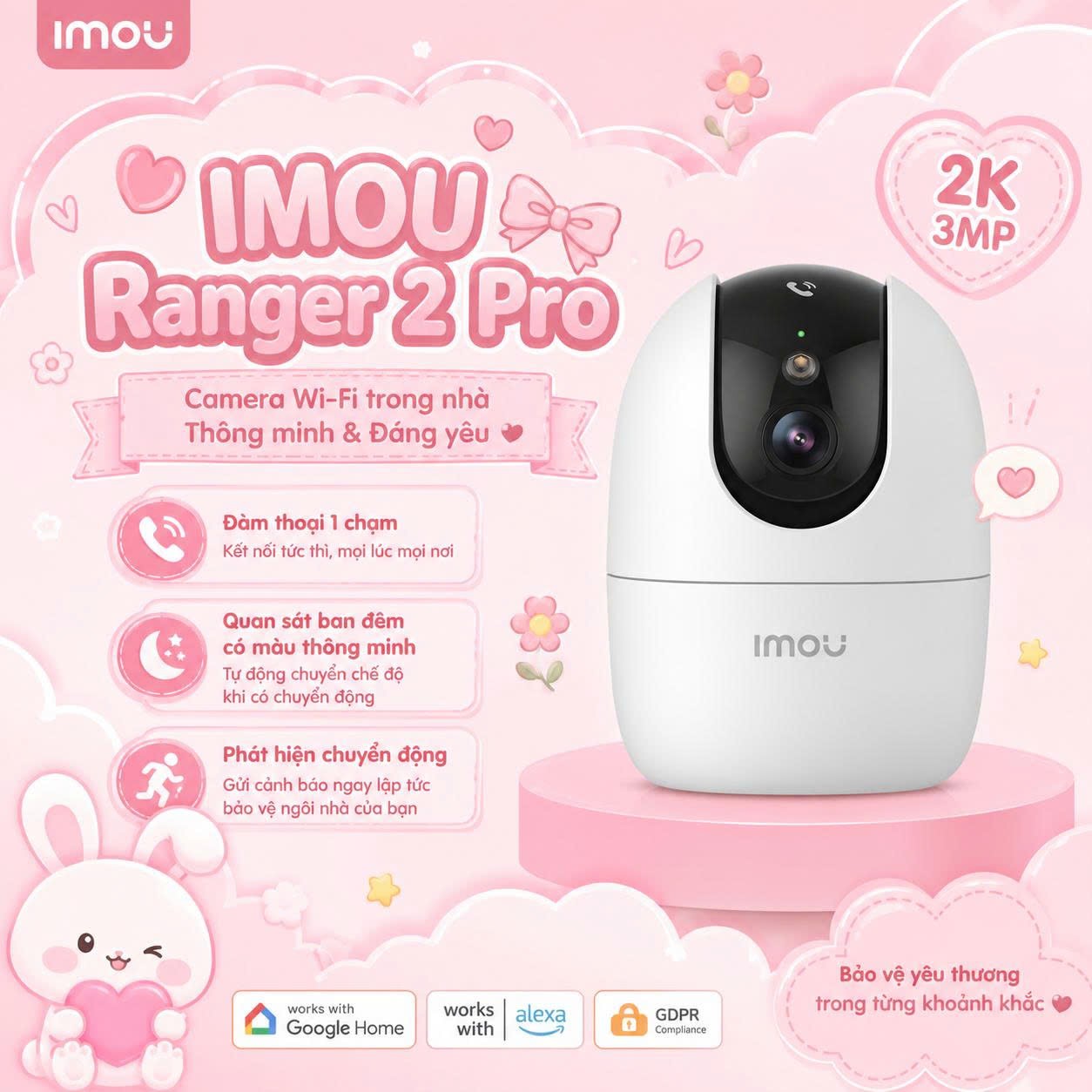 (5.0Ghz) IMOU A32 PRO 2K 3MP - Tem 2026 | Ban đêm có màu | Wifi 2 tần số 2.4 và 5.0Ghz | Có cổng LAN | Nén H.265 | Nhận thẻ 512GB