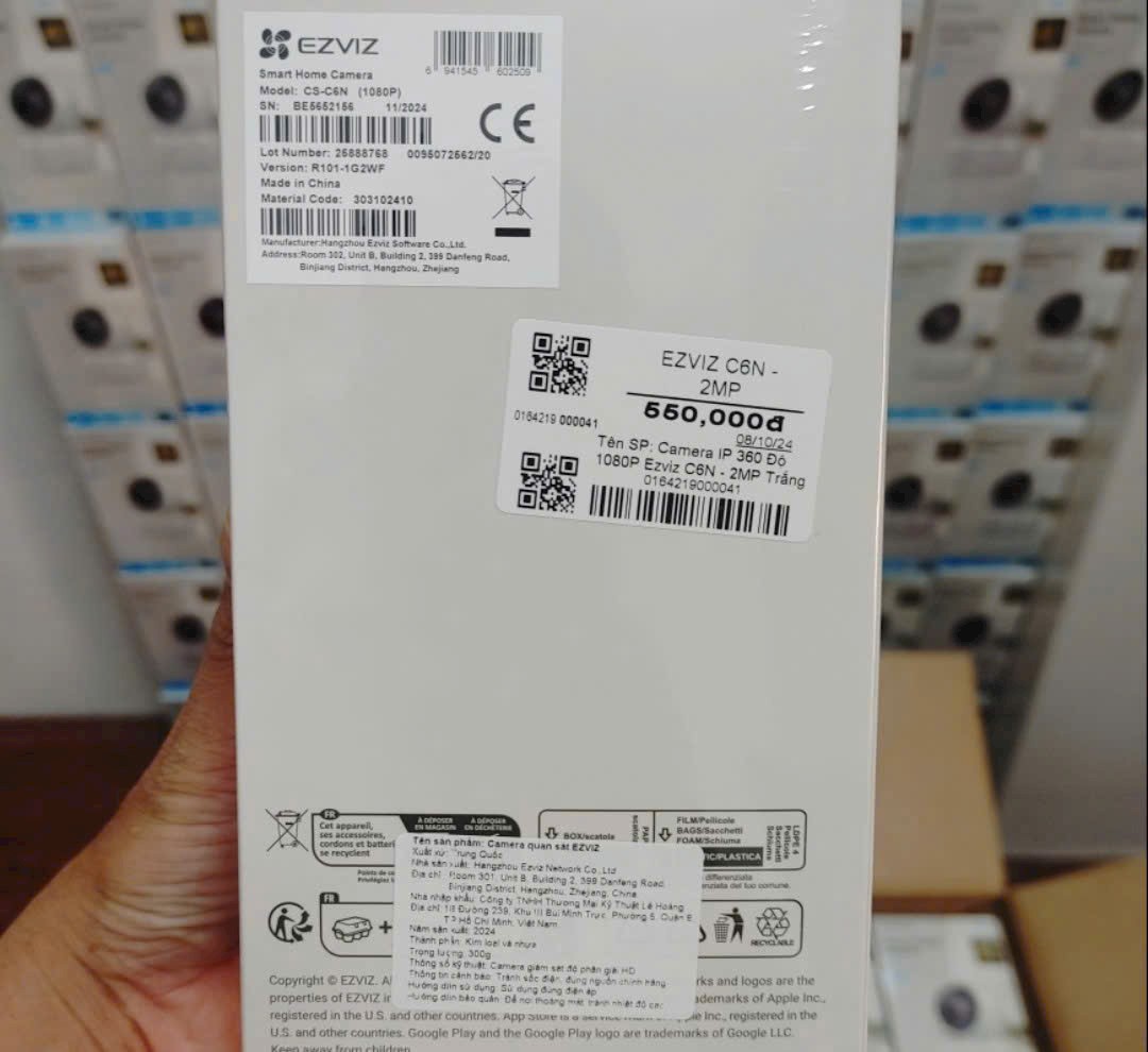 EZVIZ C6N 2MP 1080P huyền thoại - Camera Wi-Fi C6n 2MP Quay Quét 360 Độ, Chạm để gọi điện, Đàm thoại 2 chiều, ban đêm trắng đen, thùng 30 cái