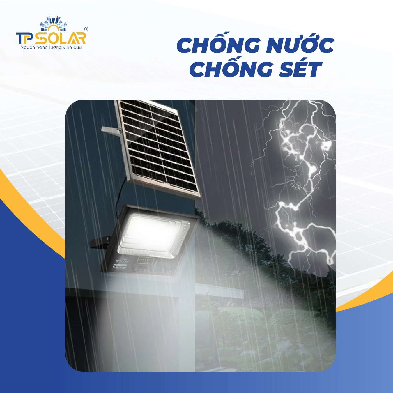 Đèn pha LED 1 chóa cao cấp năng lượng mặt trời TP SOLAR DP11 (Bảo hành 2 năm)