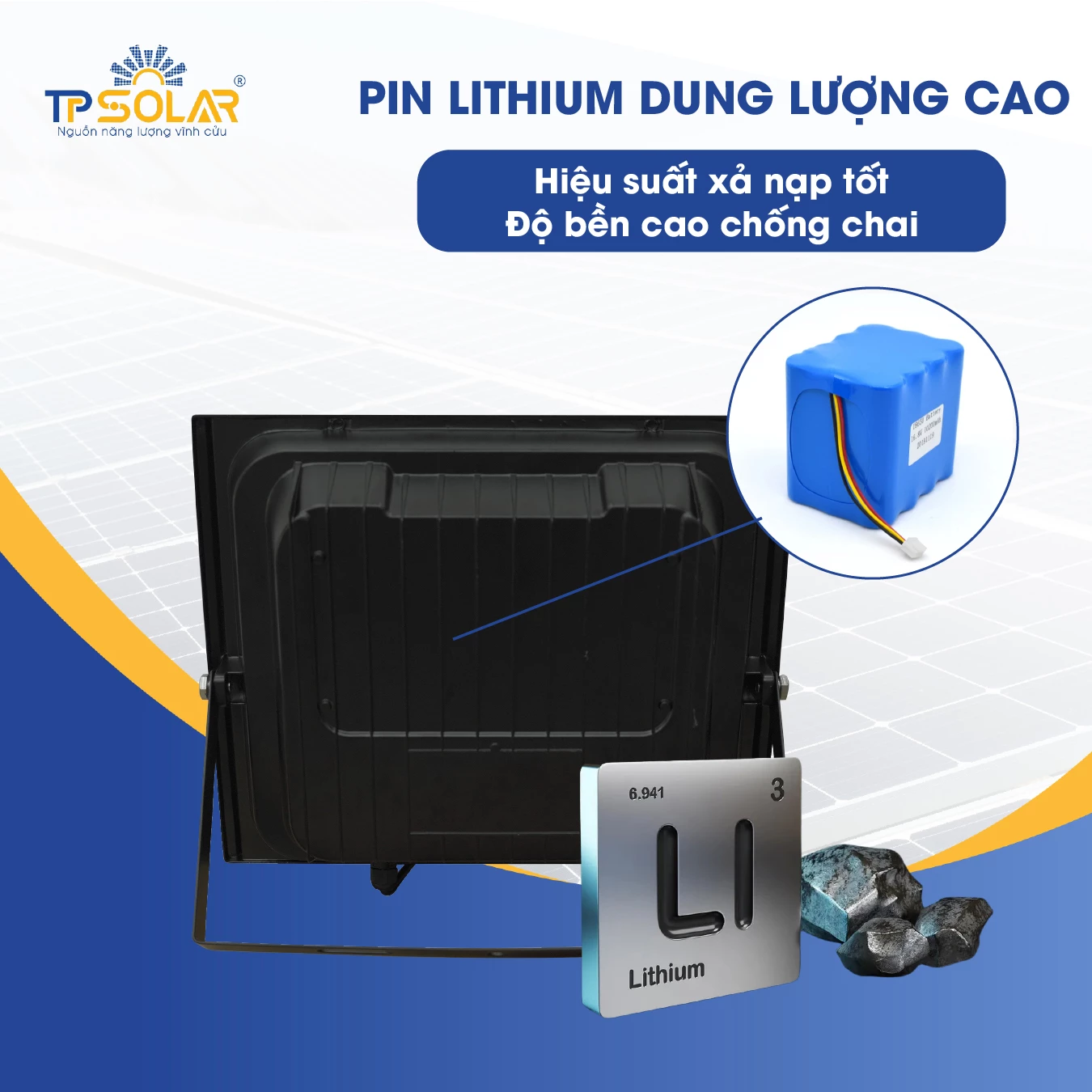 Đèn pha LED 1 chóa cao cấp năng lượng mặt trời TP SOLAR DP11 (Bảo hành 2 năm)