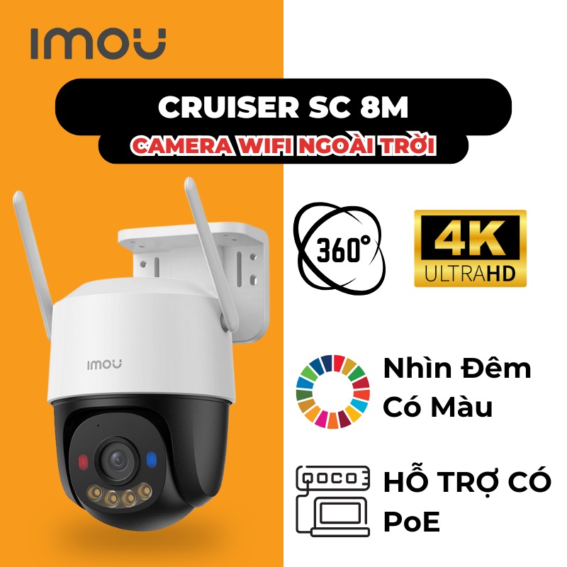 POE or Wifi 8MP IMOU K7FP-4K - Camera IP Cruiser SC | Outdoor | FullColor | Sóng Wifi mạnh hơn S51FEP