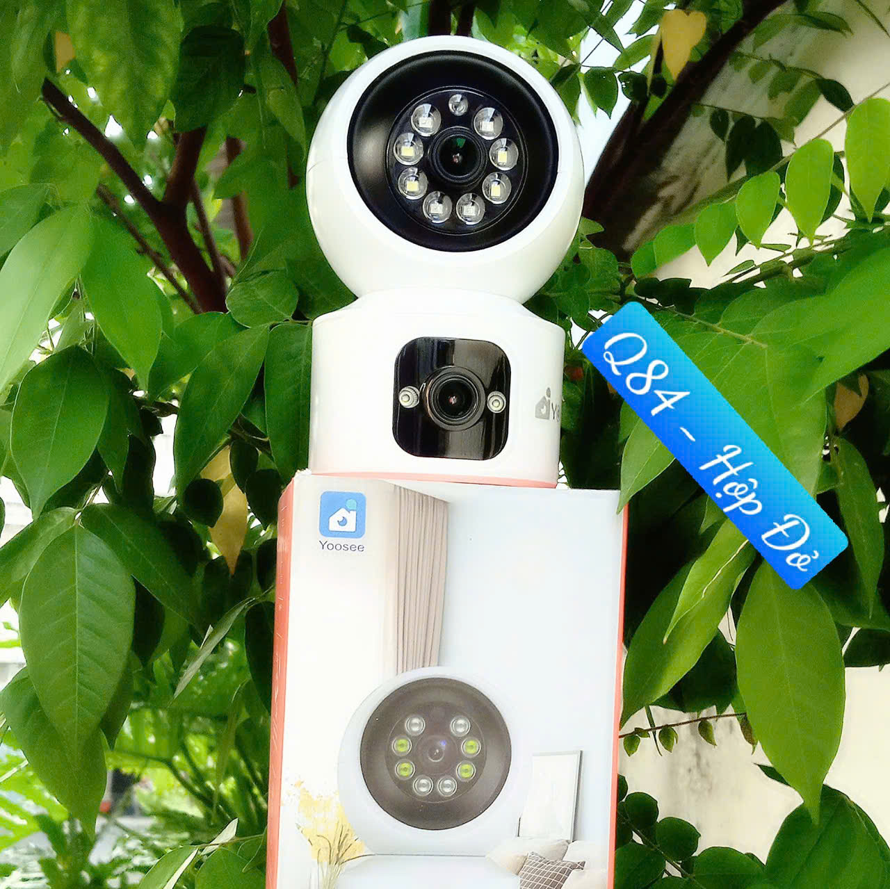 YOOSEE Q84 Red - Camera H7C phiên bản YOOSEE, cổng TypeC, Đế xoay 360 độ , đàm thoại, có màu, 2 mắt 2 khung độc lập, thùng 30c