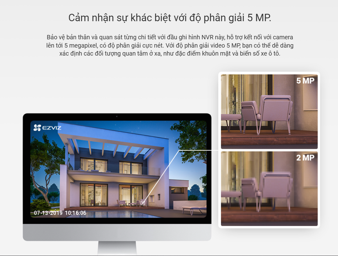 NVR 8 kênh EZVIZ X5S-4W 5MP - Đầu ghi hình Wi-Fi, khuyên dùng với Camera Ezviz H5, H4, H3C, H1C