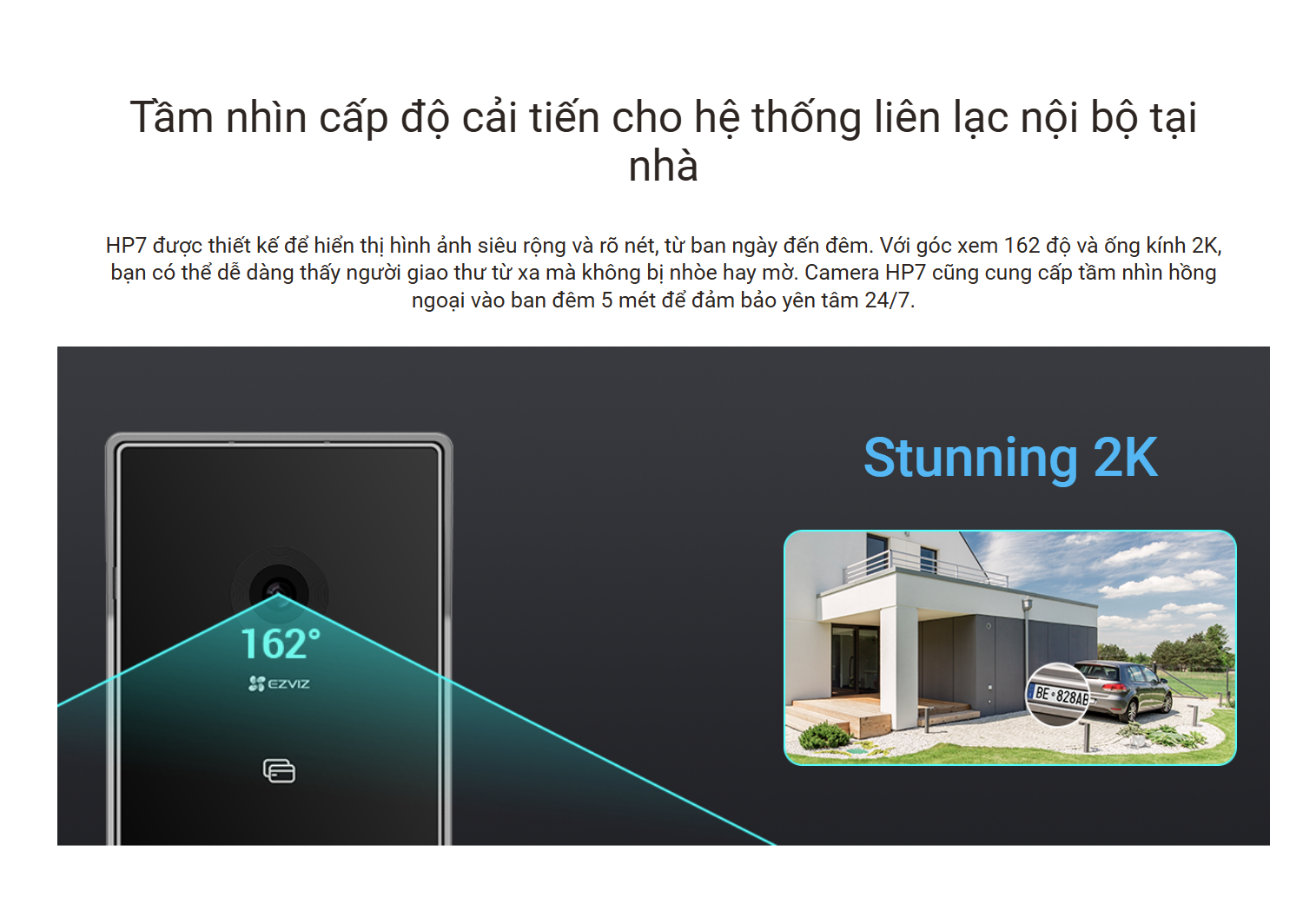 Chuông cửa Ezviz HP7 2K mở cửa từ xa - Là chuông cửa + camera Wi-Fi + có  màn hình