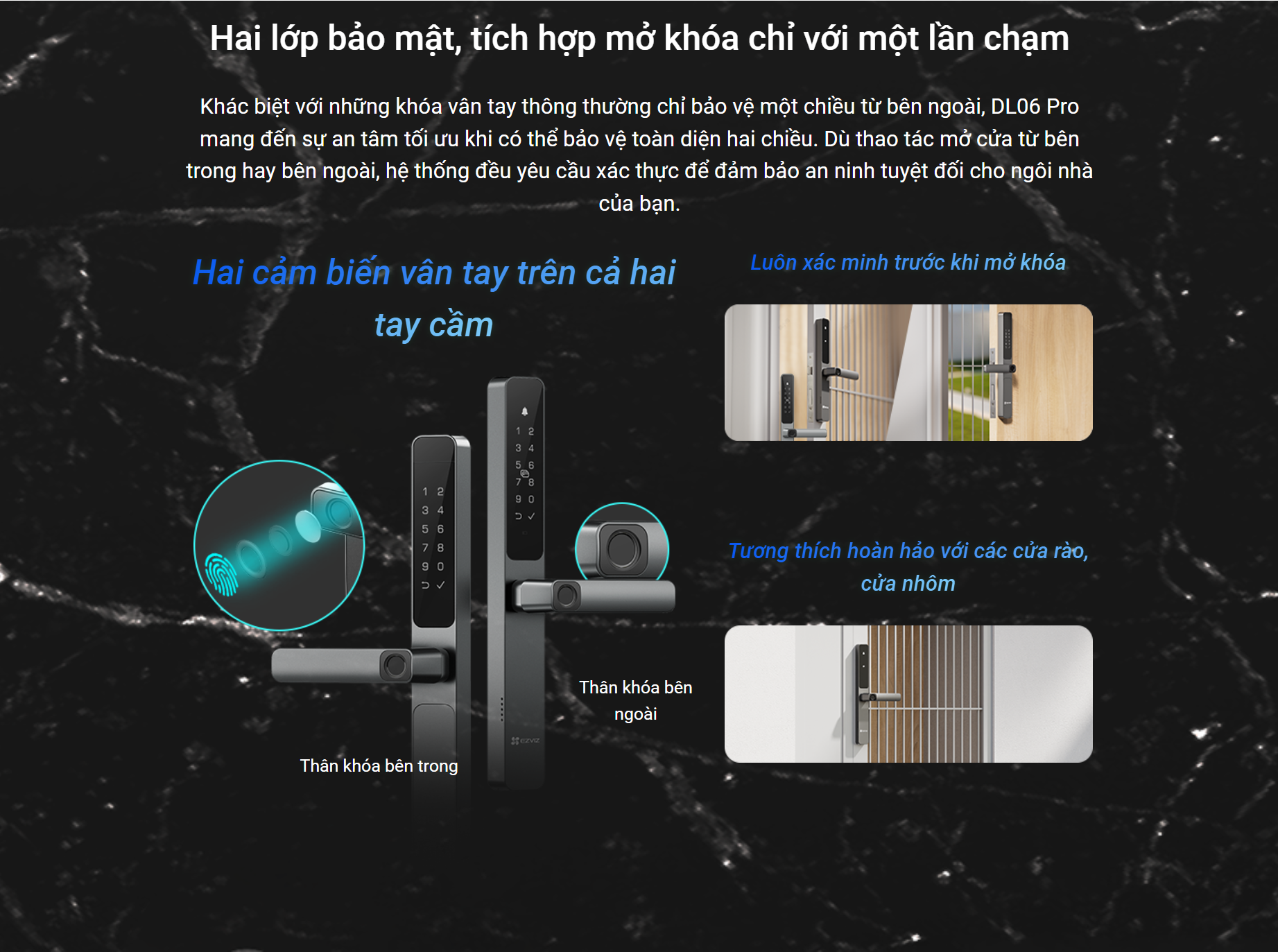 EZVIZ DL06 Pro - Khóa Vân Tay Hai Mặt Thông Minh Bảo vệ kép, tiện lợi gấp đôi