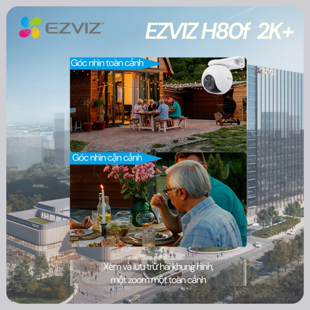 EZVIZ H80F Multi Camera Wi-Fi ngoài trời với ba ống kính 4MP+4MP+4MP (2 Khung hình + 1 Zoom x12)