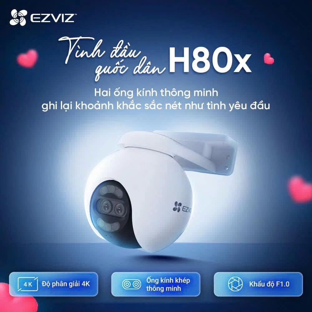 EZVIZ H80x Camera Wi-Fi ngoài trời 8MP+2MP Pan & Tilt Camera 4mm (87°) Dual Fixed Lens