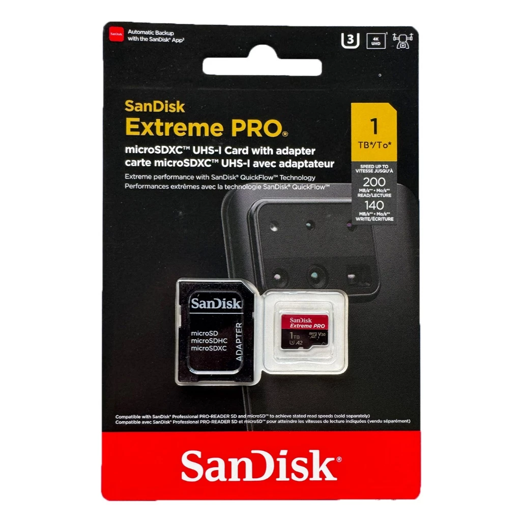 (Pre-Order 2H) Thẻ nhớ 1TB SanDisk Extreme PRO microSDXC, V30, U3, C10, A2, UHS-I, 200MB/s R, 140MB/s W, 4x6, SD adaptor.