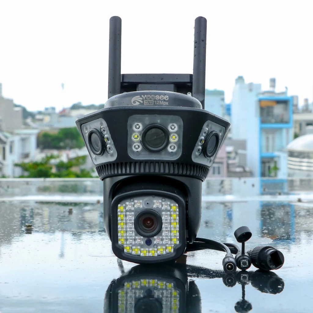 YOOSEE TAM NHÃN F54T-12MP Camera Wi-Fi 3 mắt 3 khung hình, mắt giữa trợ sáng - ngụy trang