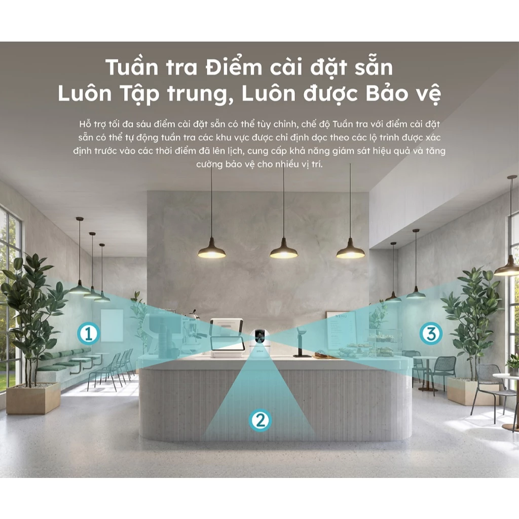 Wifi Dahua H3AS 3MP - Hero A1 | Xoay 360 trong nhà, Đàm thoại 2 chiều ,Theo dõi chuyển động (Tương tự A32 Pro)