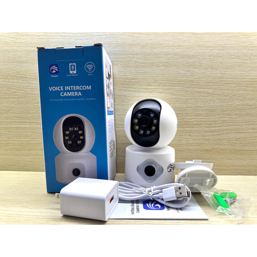 (Mới) Camera Wifi Yoosee QS415 với 2 Mắt Trong Nhà Góc Rộng, Xoay 360 Độ Có Màu Ban Đêm - Hỗ Trợ Đàm Thoại 2 Chiều - Logo 16MP