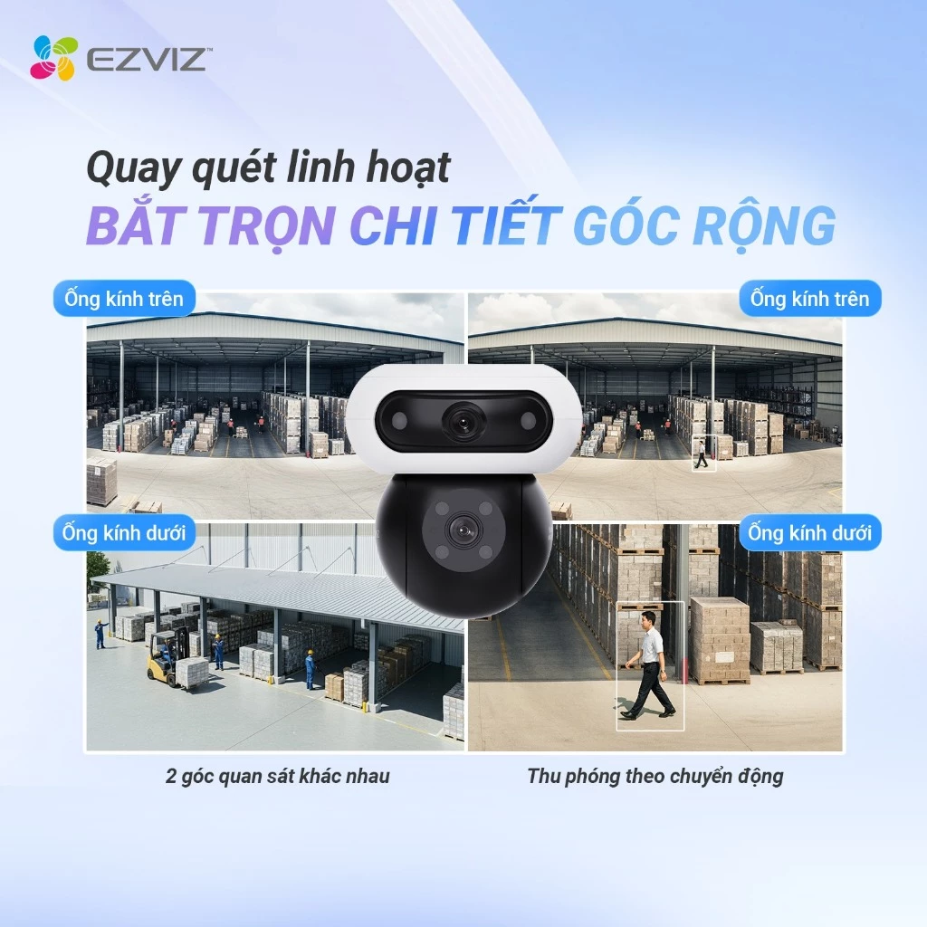 EZVIZ C90 8MP - Dual 2K plus + 2K plus (5,120 × 2880| Mắt trên Cố Định, mắt dưới xoay 360| Đàm thoại | Có màu ban đêm | Lắp ngoài trời)