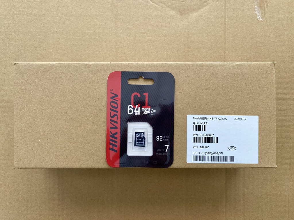 (Hộp 50c) Thẻ nhớ HIKVISION 64GB C1 Đen - Hàng chính hãng | Bảo hành trọn đời (Lifetime)