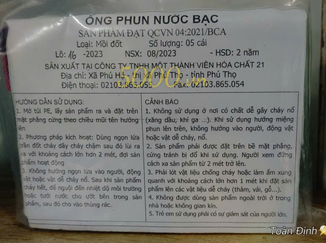 Giàn phun mini - Ống phun nước bạc (Cao 3 mét | 30 giây | Đạt QCVN:04/2021 | Bịch 5 ống tre)