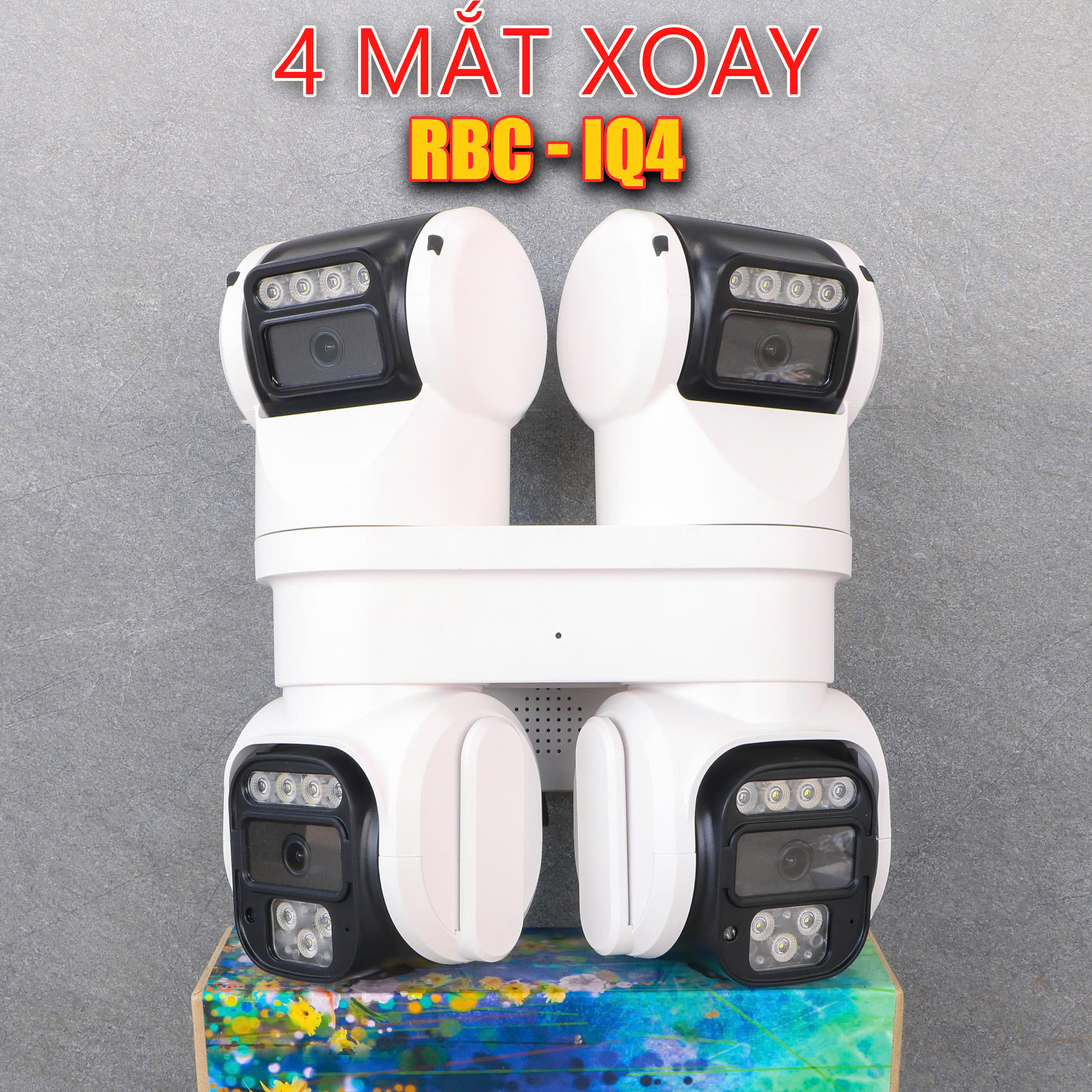 ICAM365 IQ4, Camera Wi-Fi 4 mắt thực, xoay 360 độ, đàm thoại, có màu, thùng 12c