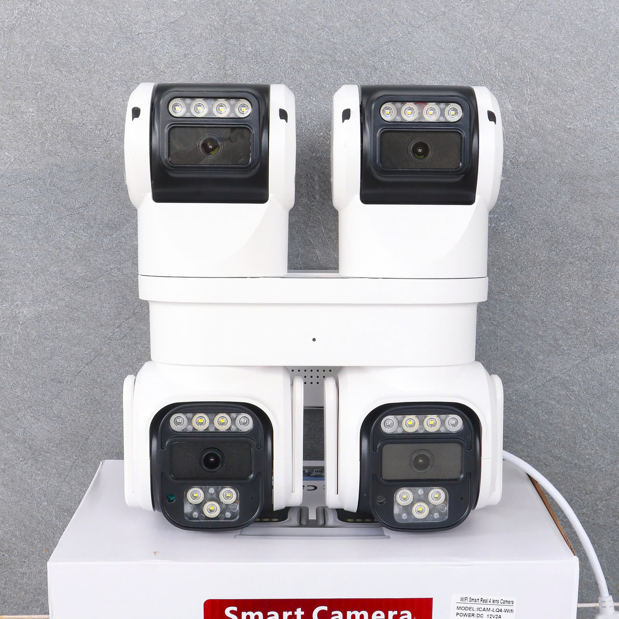ICAM365 IQ4, Camera Wi-Fi 4 mắt thực, xoay 360 độ, đàm thoại, có màu, thùng 12c