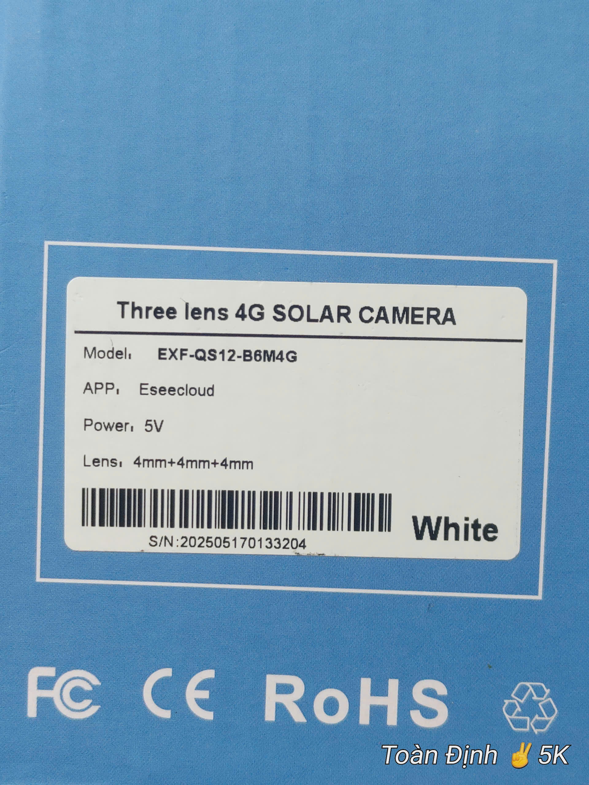 4G Net Solar PTZ Camera ESEECLOUD EXF-QS12-B6M4G, với 3 khung xoay độc lập (Sim 4G, Pin lên tới 72h, Tấm NLMT, chân đế dài, xoay 360 độ , đàm thoại, có màu, thùng 12 hộp)