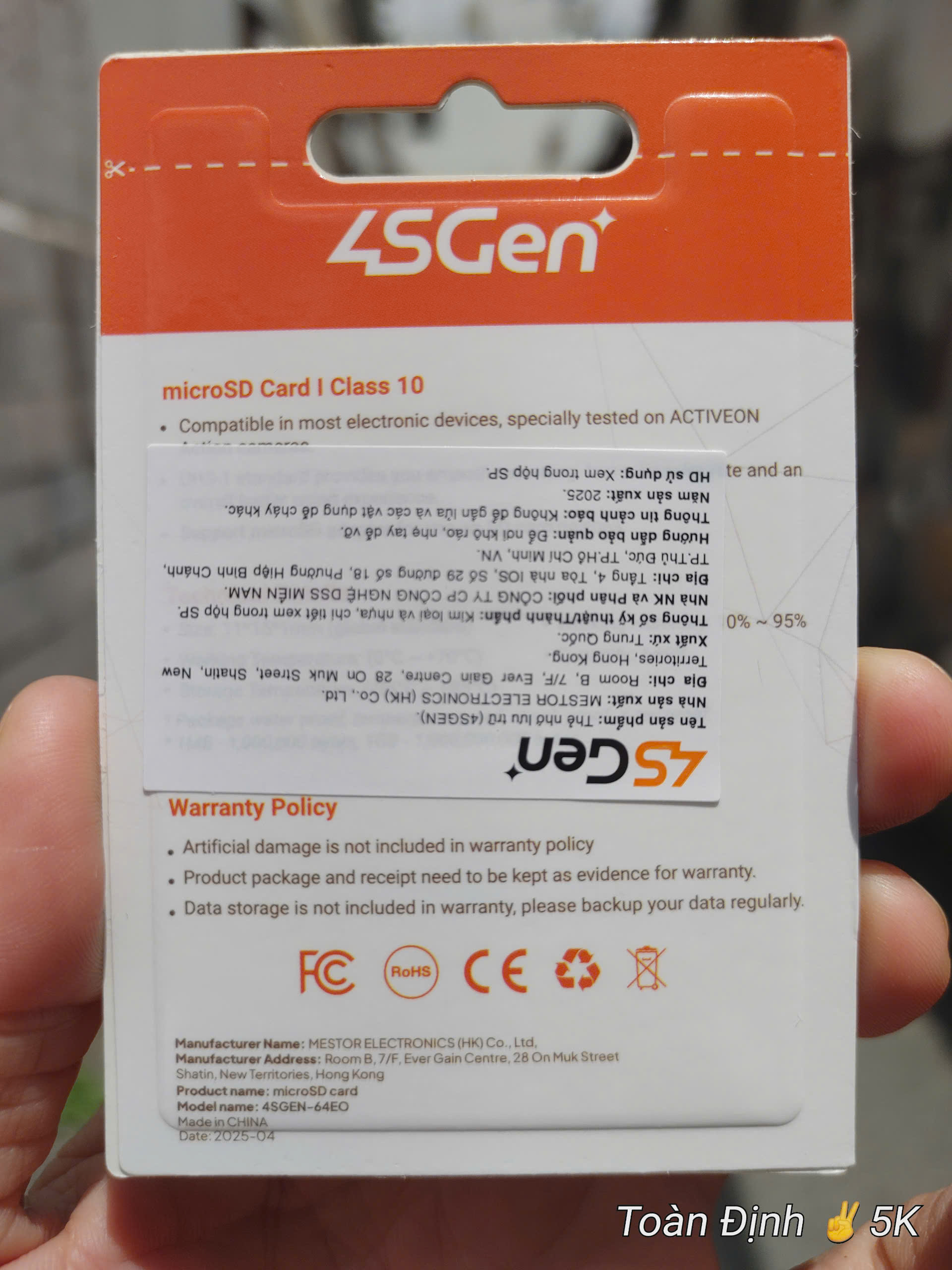 (Hộp 25c) Thẻ nhớ 4SGEN 64GB - Hàng chính hãng | Bảo hành 7 năm