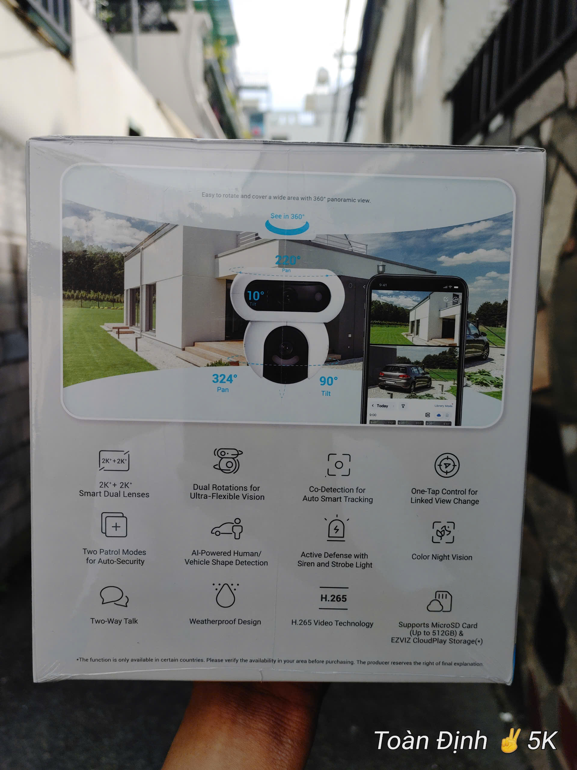 EZVIZ H90 Multi Camera Wi-Fi ngoài trời với 2 ống kính 4MP+4MP (2 Khung hình xoay độc lập)