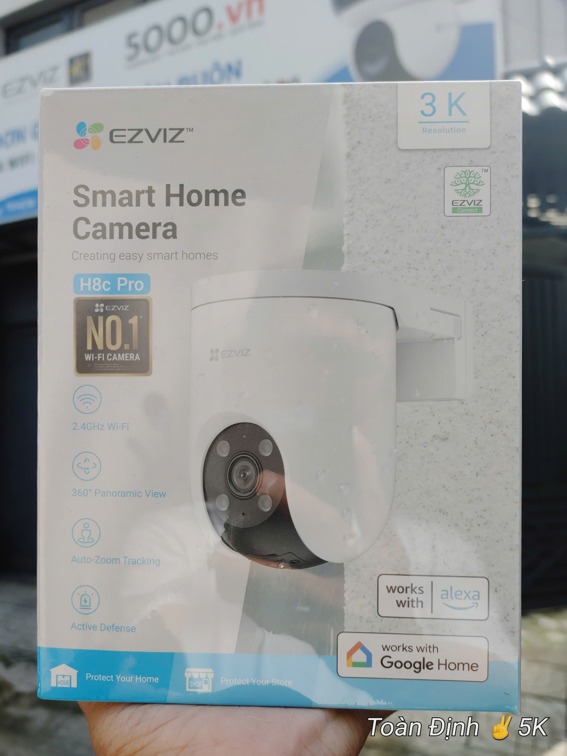 EZVIZ H8C Pro 3K 5MP - Camera Wifi PTZ ngoài trời, xoay 360 độ, có màu ban đêm, Thùng 12C