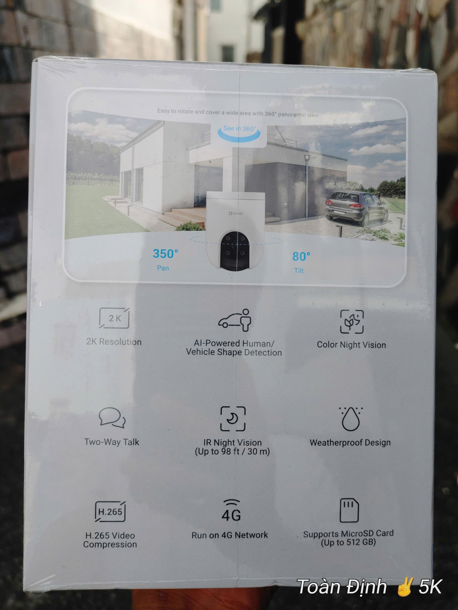 EZVIZ H8C 4G 3MP - Camera Wifi PTZ ngoài trời, xoay 360 độ, có màu ban đêm, Thùng 12C