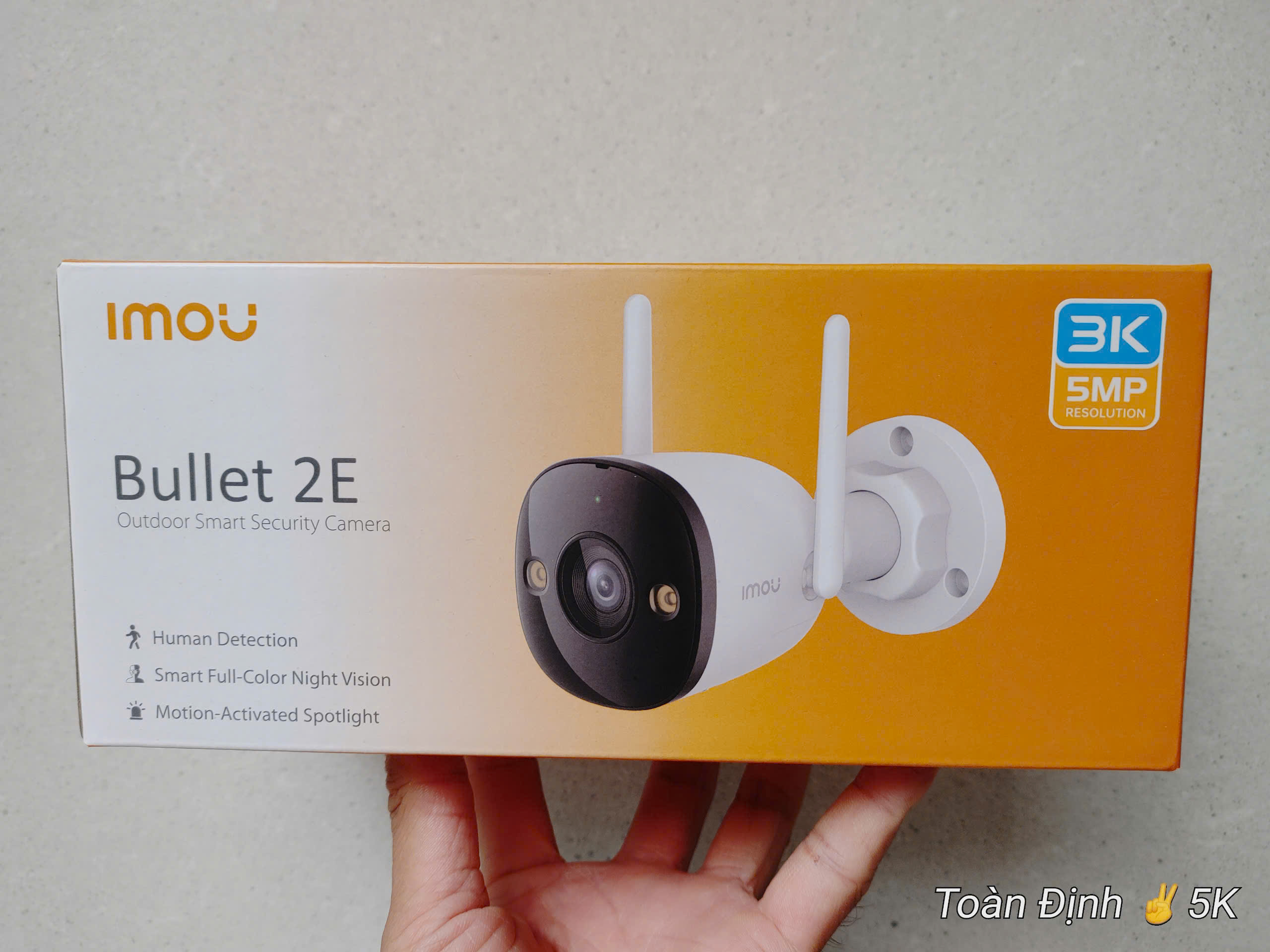 Camera Wi-Fi 5MP ngoài trời IMOU Bullet 2E COLOR I F52FP I Chống nước IP67