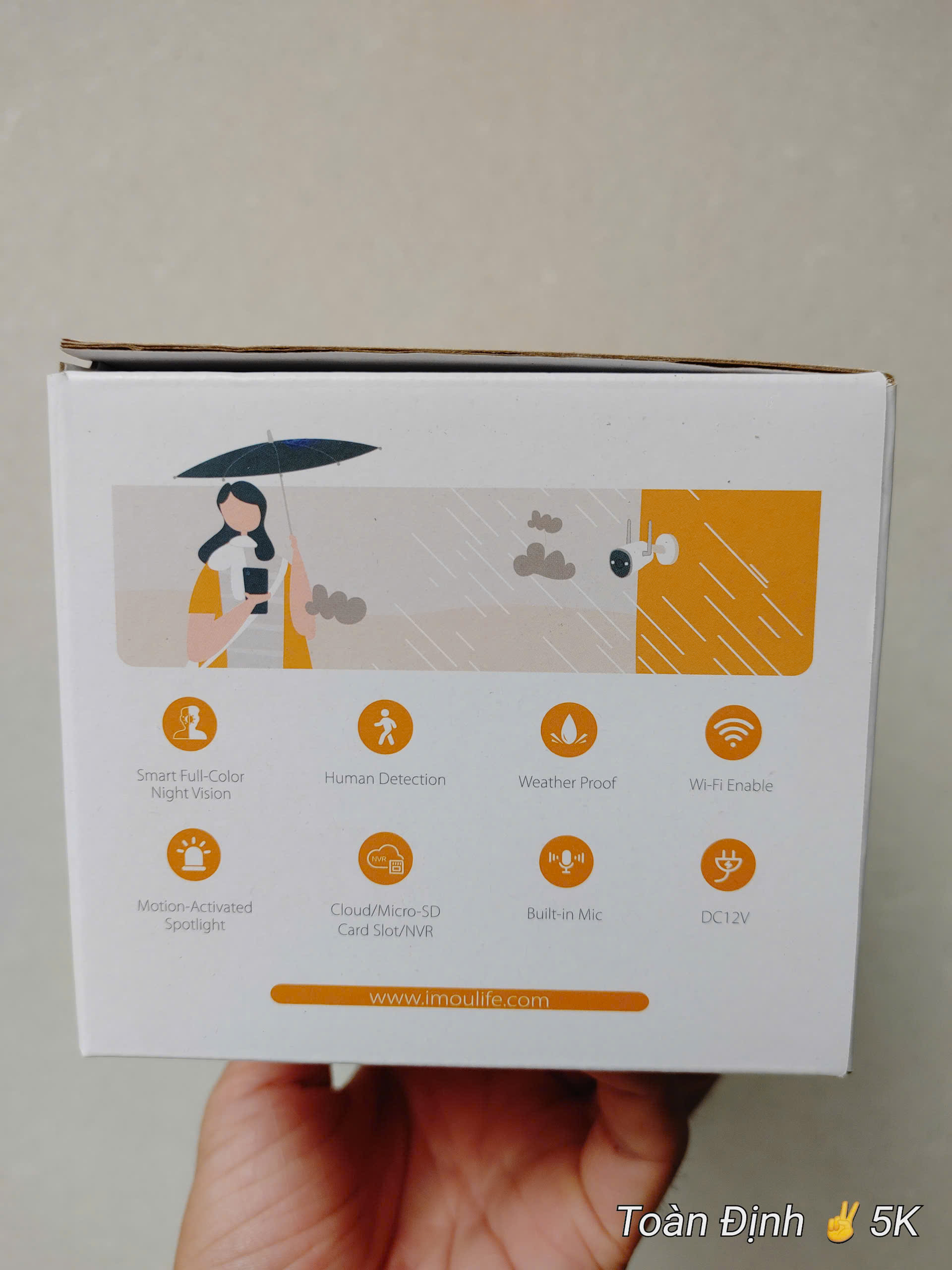 Camera Wi-Fi 5MP ngoài trời IMOU Bullet 2E COLOR I F52FP I Chống nước IP67