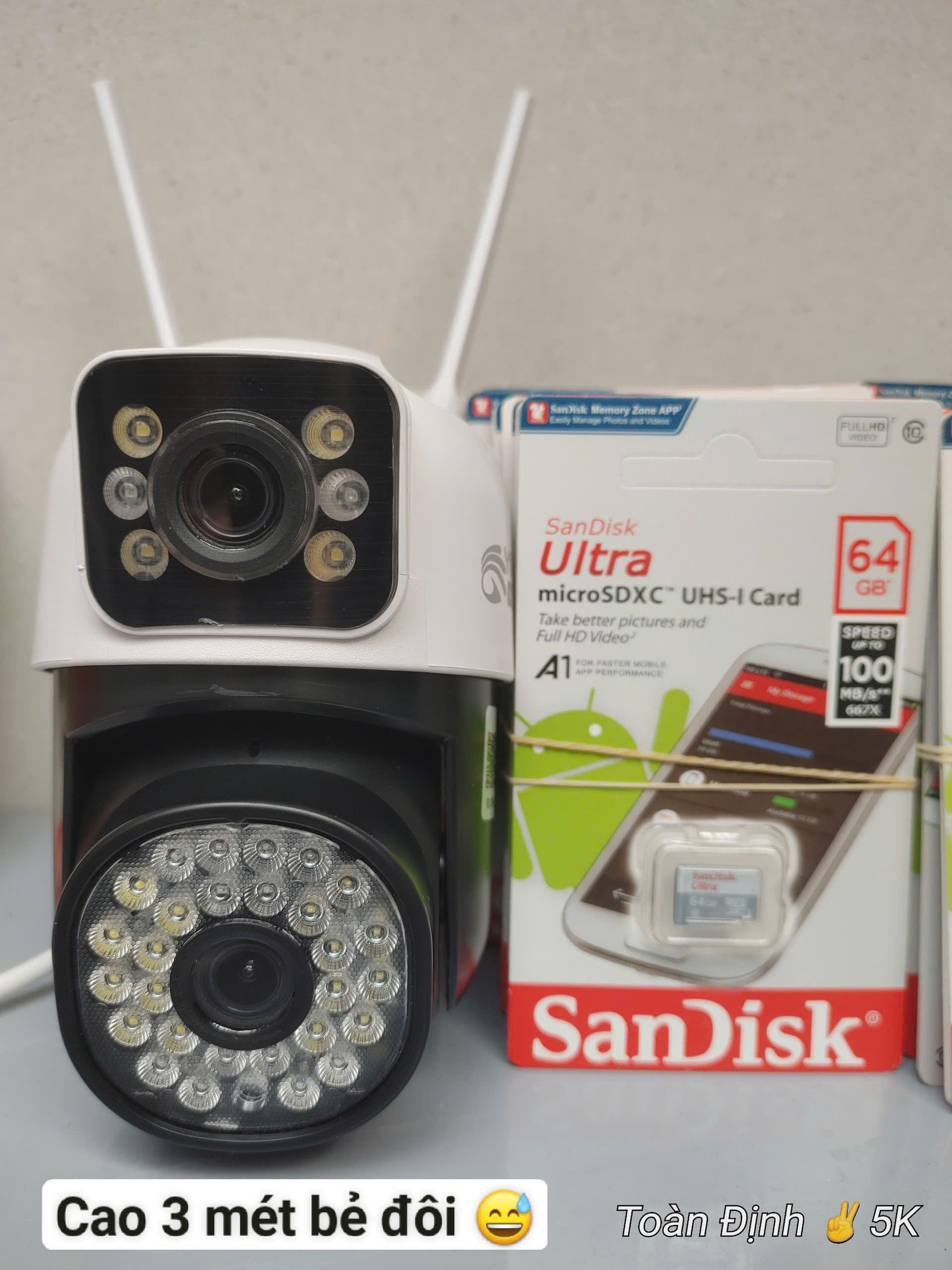 YOOSEE MARCI 16MP - Camera siêu nhỏ Wi-Fi 2 mắt với 34 Led trợ sáng, ngoài trời, Xoay 360, đàm thoại, có màu, 2 Anten Wifi 6 - 2.4Ghz, thùng 30c