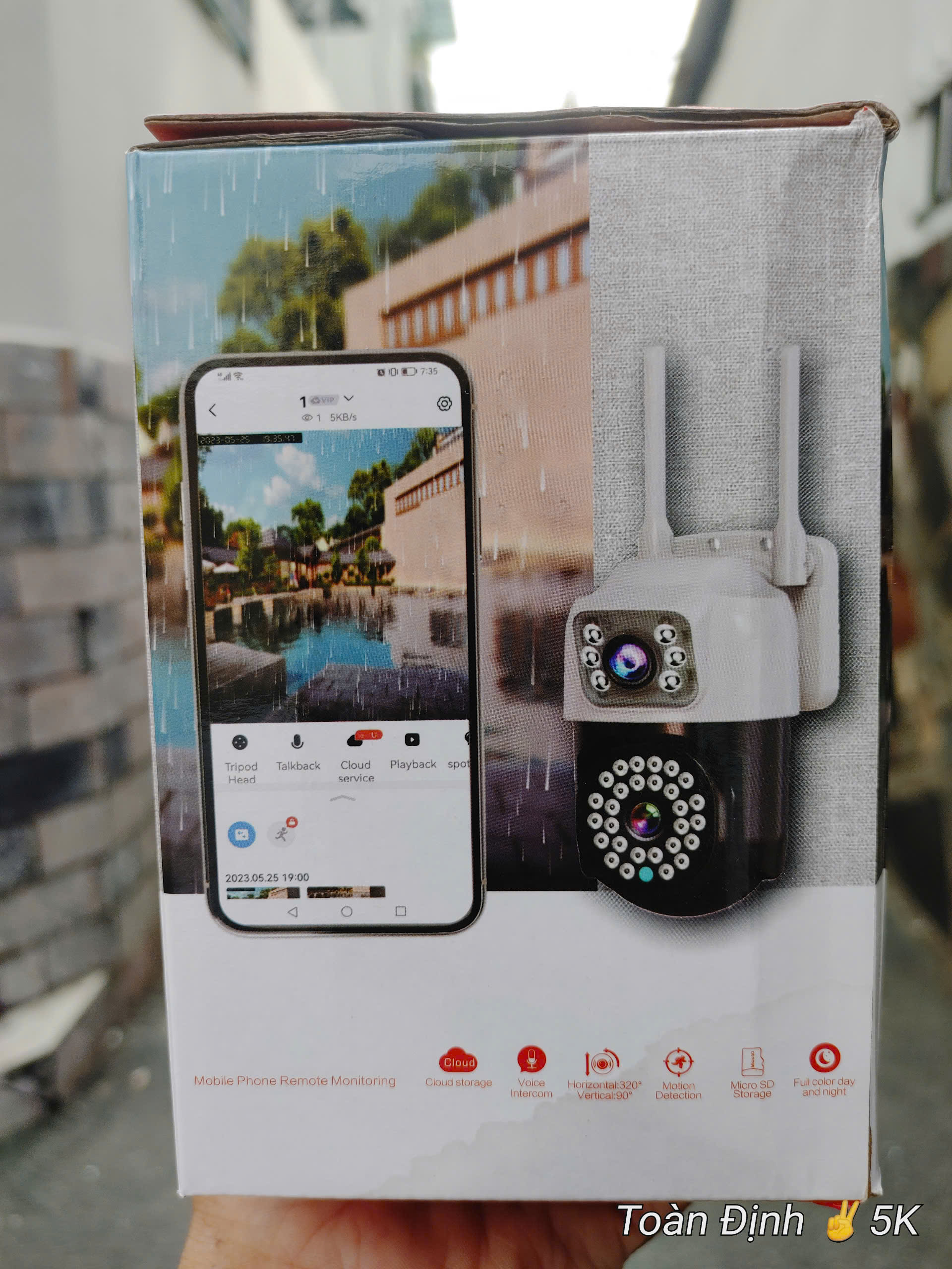 YOOSEE MARCI 16MP - Camera siêu nhỏ Wi-Fi 2 mắt với 34 Led trợ sáng, ngoài trời, Xoay 360, đàm thoại, có màu, 2 Anten Wifi 6 - 2.4Ghz, thùng 30c