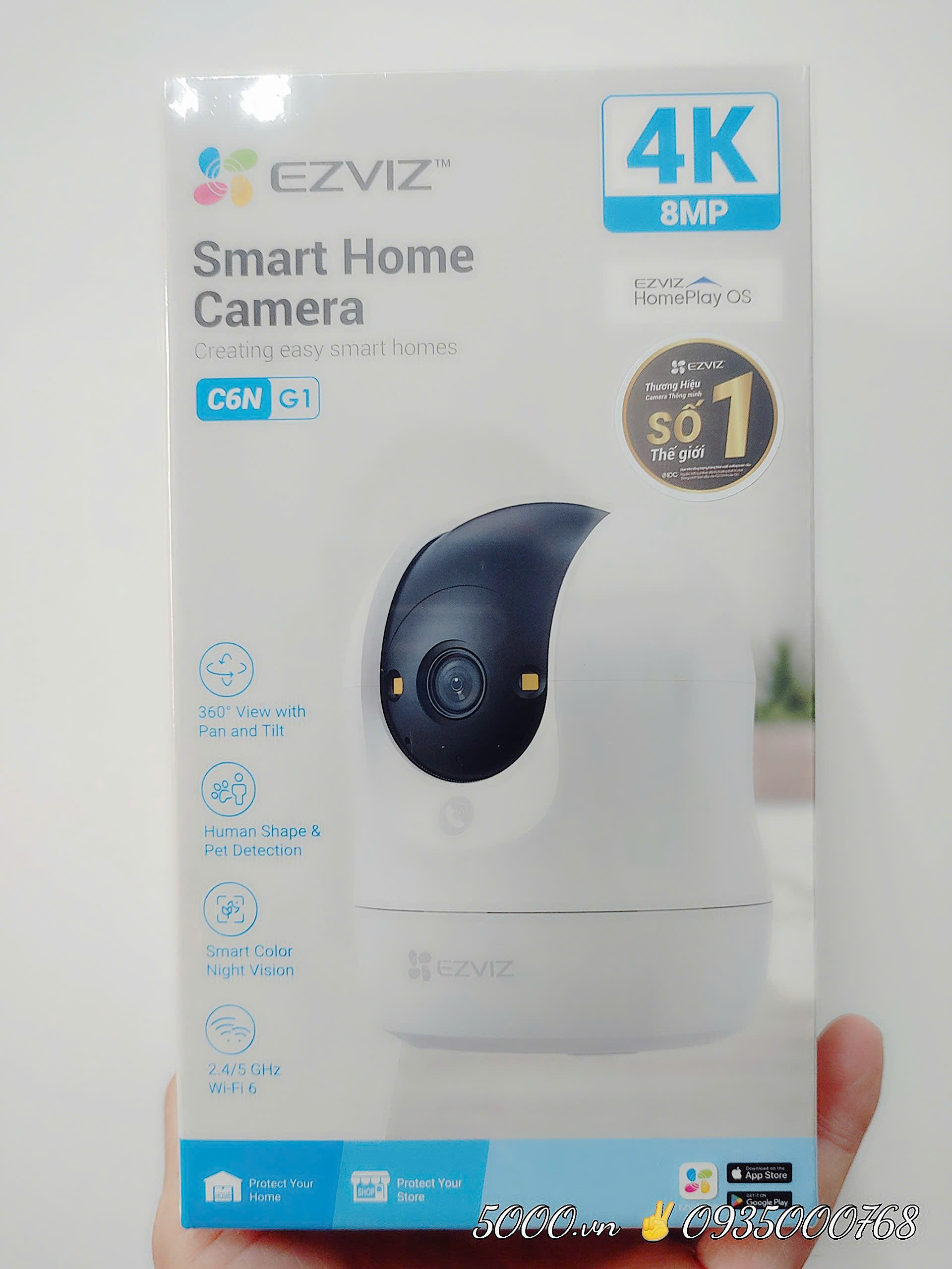 EZVIZ C6N G1 4K 8MP - Camera Wi-Fi "Lão Hói" với góc dọc tới 85 độ, Chạm để gọi điện, Đàm thoại 2 chiều, Ghi hình màu ban đêm, đặc biệt có True-WDR