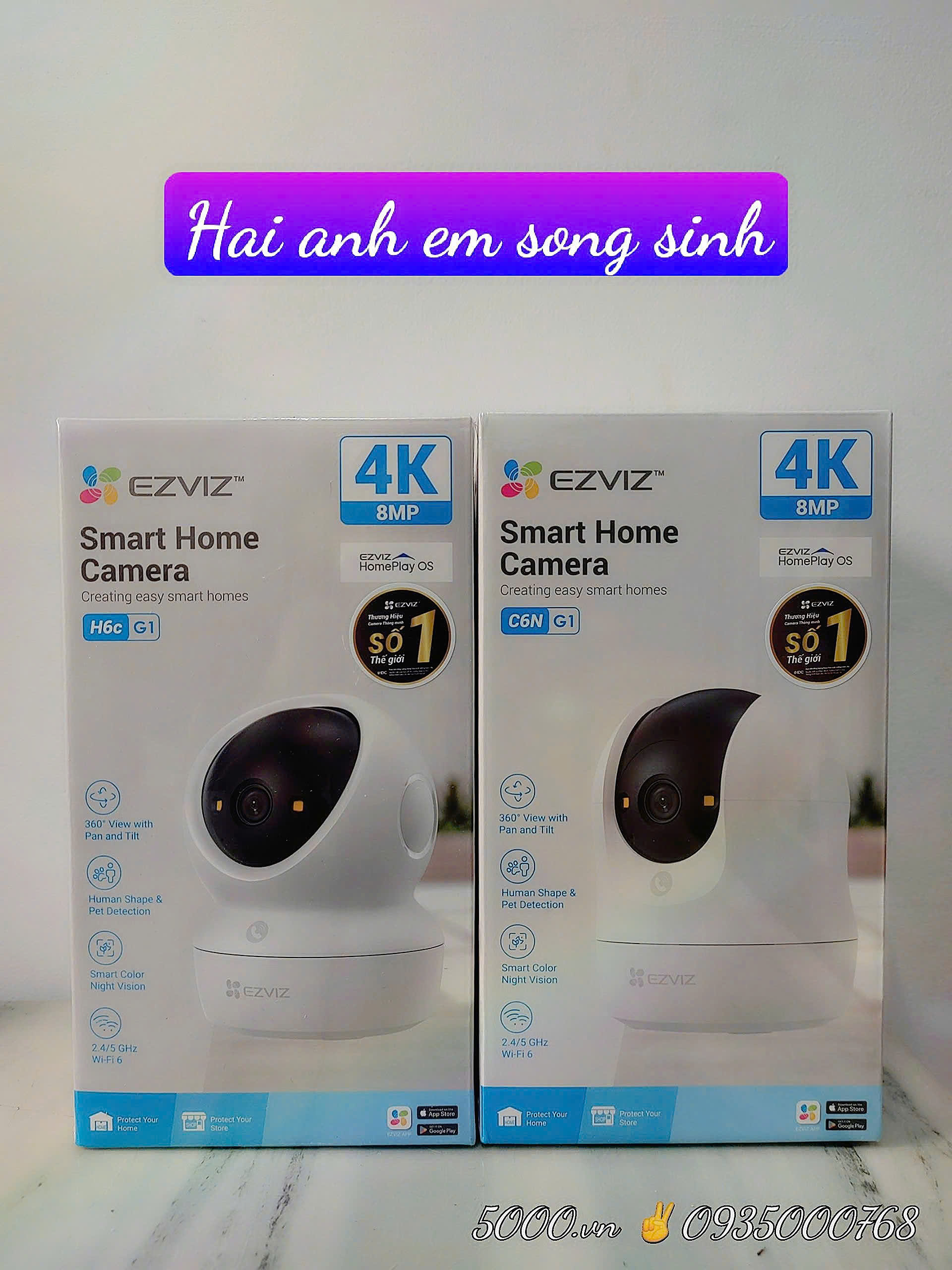 EZVIZ C6N G1 4K 8MP - Camera Wi-Fi "Lão Hói" với góc dọc tới 85 độ, Chạm để gọi điện, Đàm thoại 2 chiều, Ghi hình màu ban đêm, đặc biệt có True-WDR