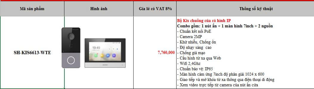 Bộ gọi cửa có hình HIKVISION (Gồm 1 màn hình  + 1 nút chuông + 2 Nguồn)