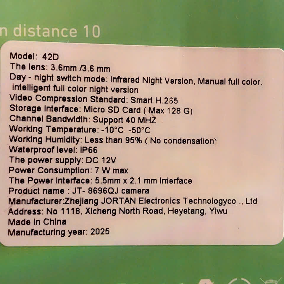 YOOSEE Q42D có Tem Phụ, Hàng chính hãng - App:YOOSEE. Điện áp: DC 12V. Hỗ trợ thẻ tối đa:128GB, chuẩn nén H265. Wifi 40Mhz. Lens 3.6mm/3.6mm. IP66. Bảo hành 12 tháng