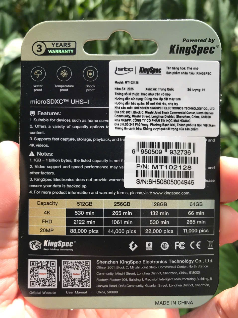 KINGSPEC 128G - Thẻ nhớ Chính Hiệu ✌ ISTC | 5 năm