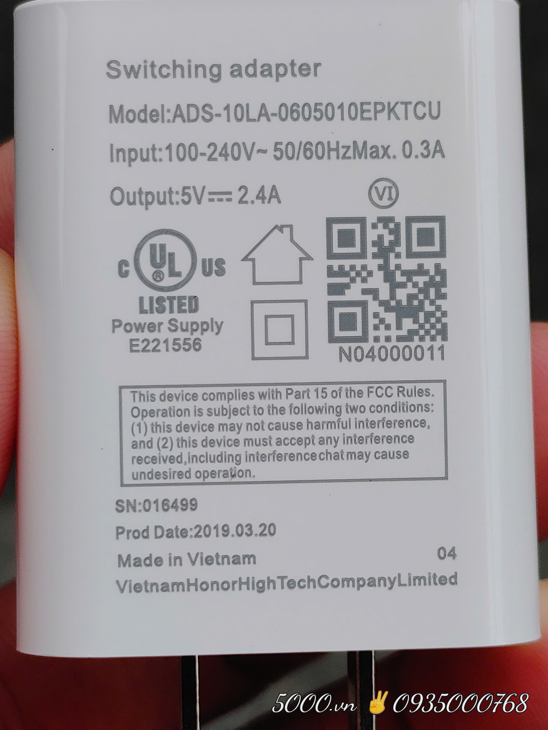 Cóc sạc 5V2A - Hàng Công Ty | Bảo hành 3 tháng
