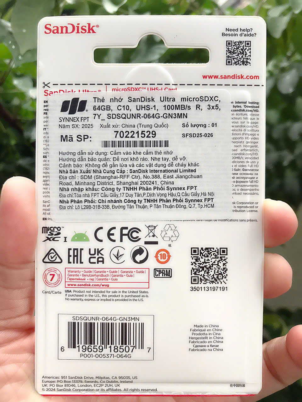 Thẻ nhớ SANDISK 64GB Chính Hãng ✌ Lifetime | Hộp 100c | Giá mua kèm Camera, mua rời +5K