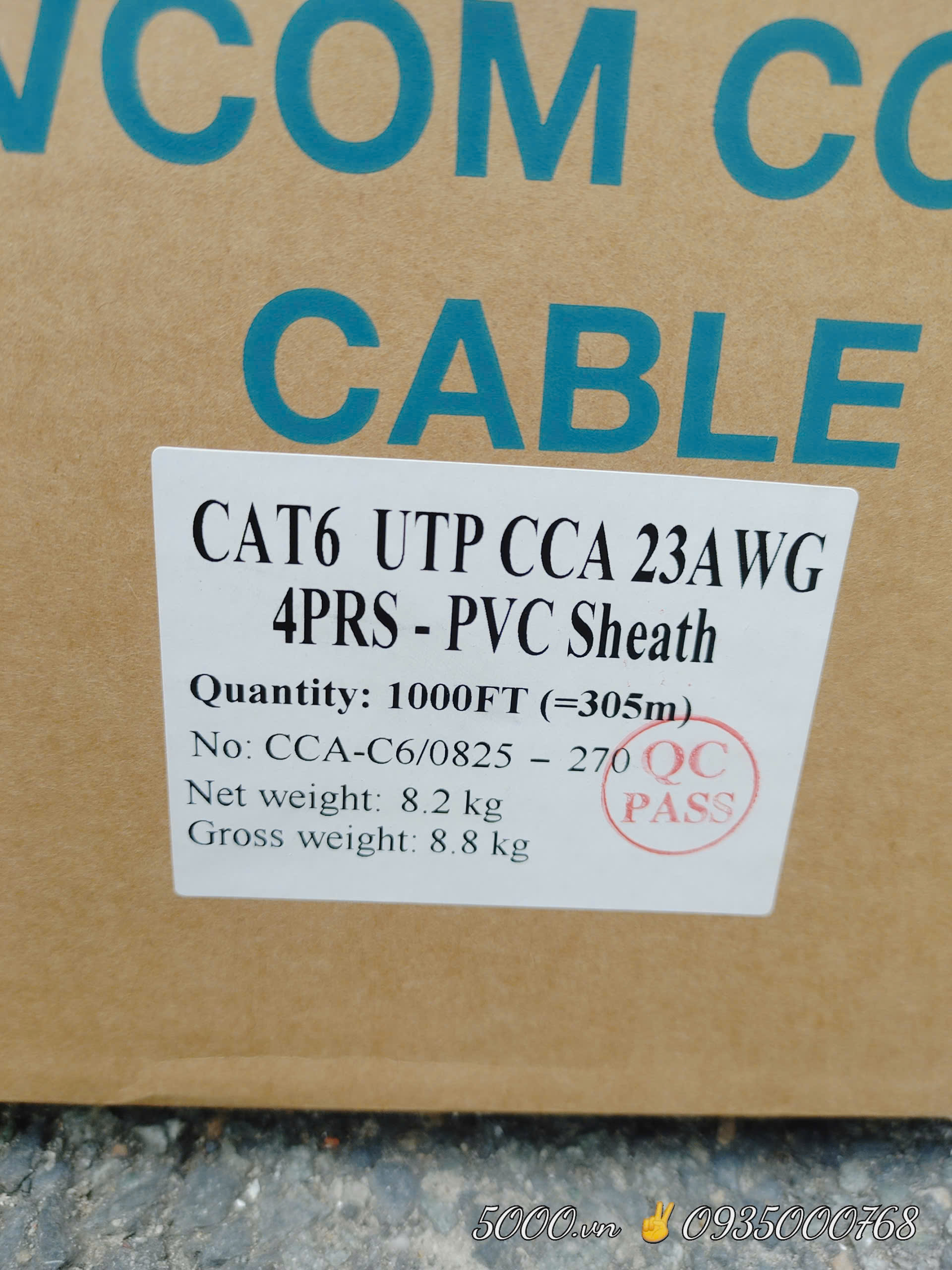 Cáp mạng LAN UTP CAT6 - 8 Lõi CCA - 305 mét - Thùng 2 cuộn - Thương Hiệu STS / VCOM / ENSOHO