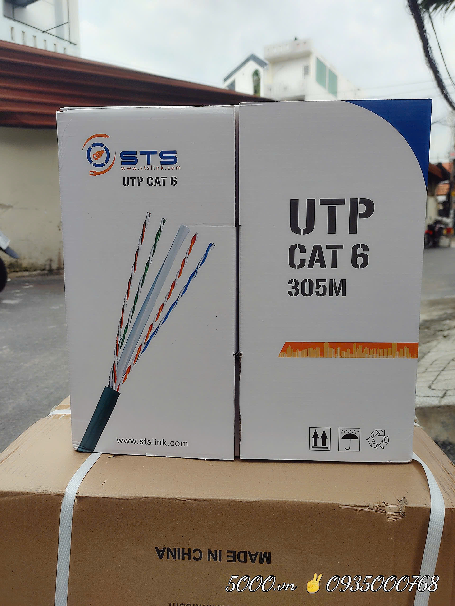 Cáp mạng LAN UTP CAT6 - 8 Lõi CCA - 305 mét - Thùng 2 cuộn - Thương Hiệu STS / VCOM / ENSOHO