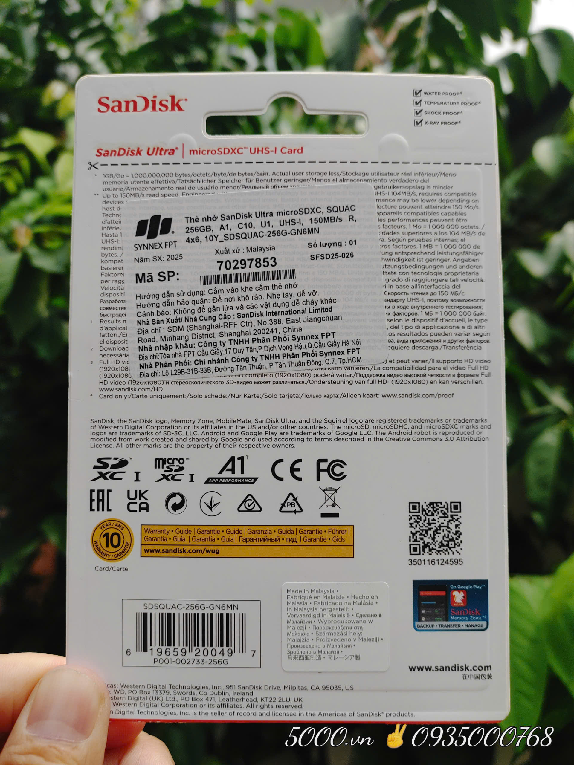 (3) Thẻ nhớ SANDISK 256GB - Hàng Chính Hãng ✌ Sandisk Việt Nam | Có tem phụ | 10 Năm | Hộp 100c