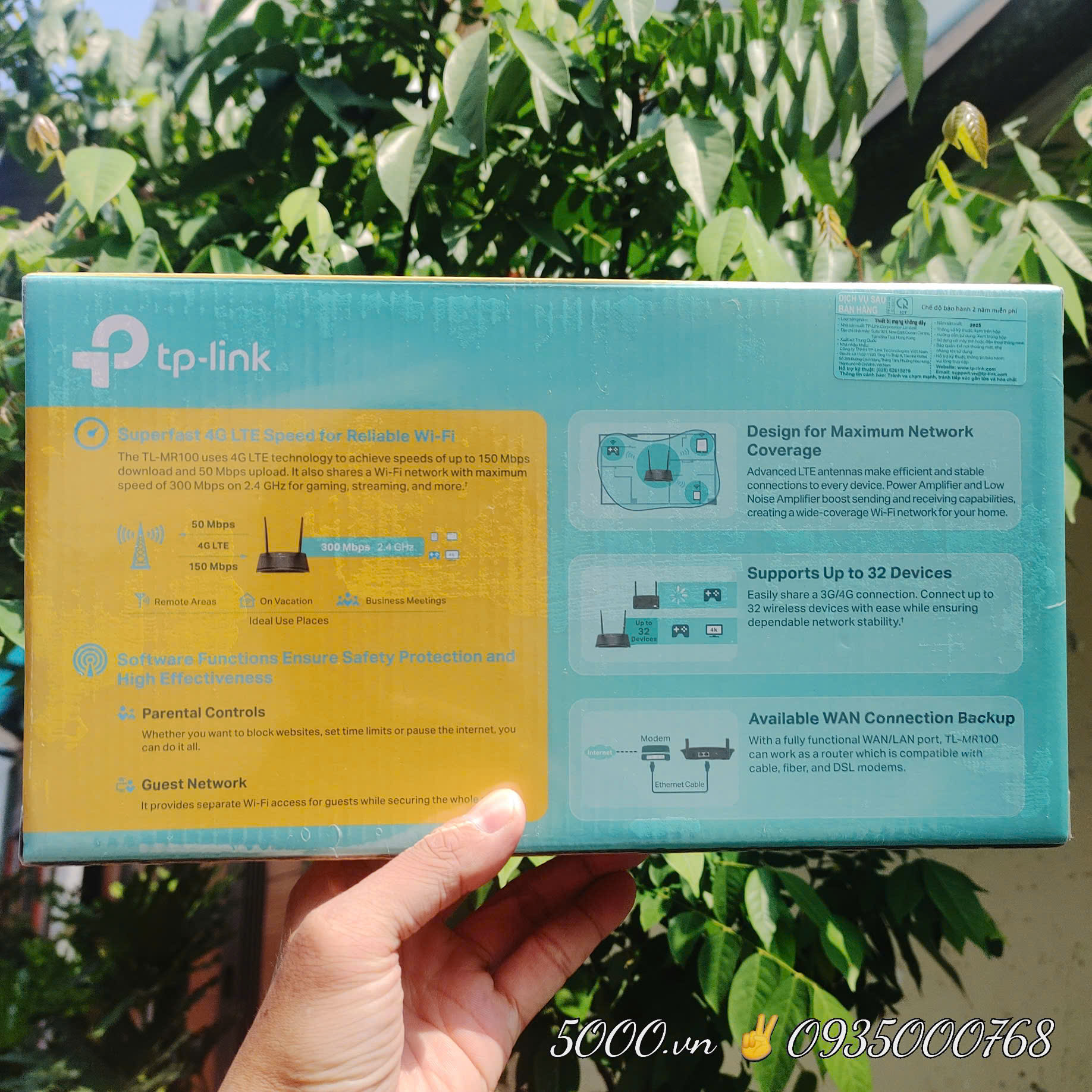 Bộ phát WiFi từ Sim 4G TP-Link Mr100 (Hai râu, hai cổng LAN, để bàn)