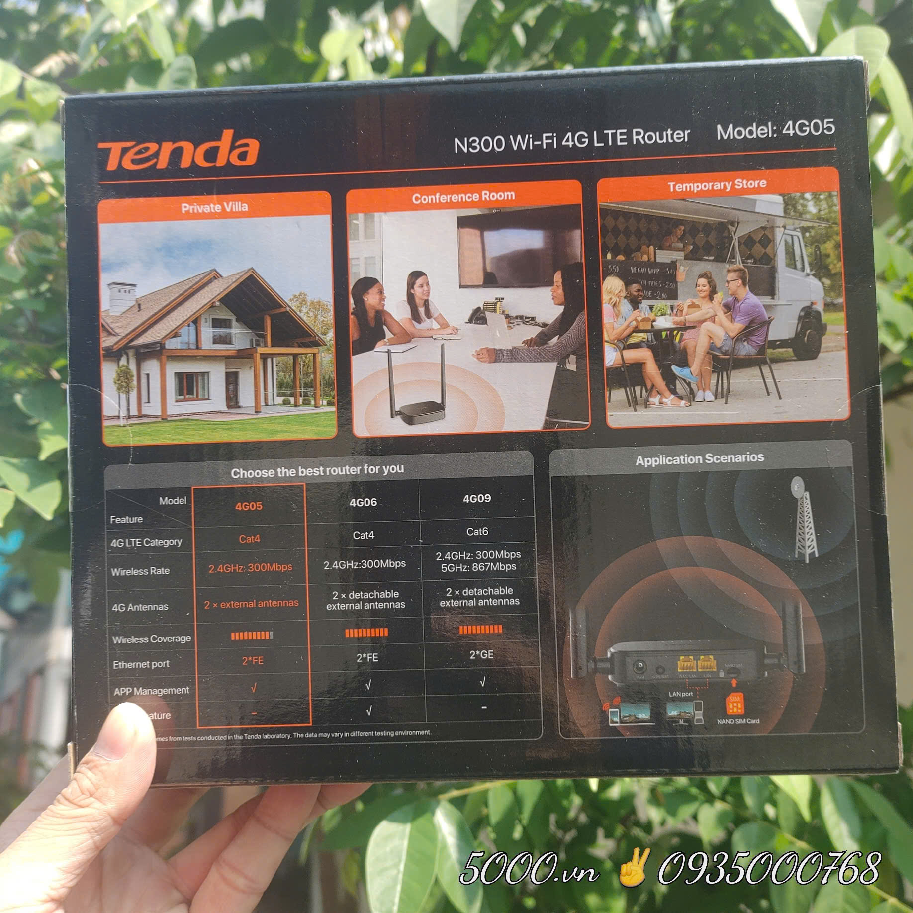 Bộ phát WiFi từ Sim 4G TENDA 4G05 (Hai râu, hai cổng LAN, 150Mbps)