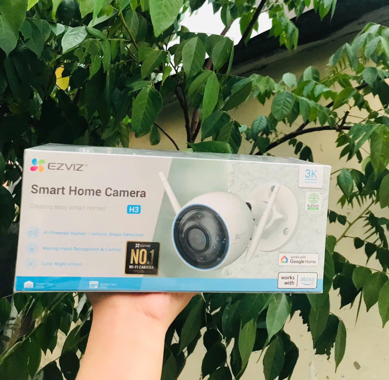 EZVIZ H3 PRO 5MP 3K, vỏ kim loại (2880 × 1620 | 30fps | Góc Chéo 96° | 2 Anten ngoài | Đàm thoại | Có màu ban đêm | Thùng 30c | Lắp ngoài trời | Vỏ kim loại | AI phân biệt người và xe)