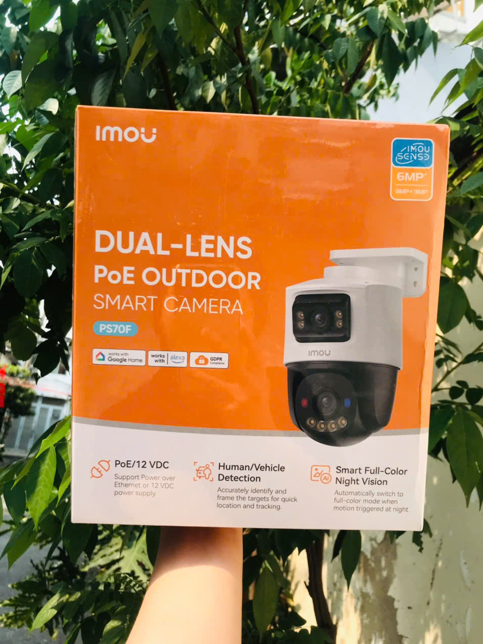 POE IMOU PS70FP 6MP - Camera dạng PT, Xoay ngoài trời ( 3MP + 3MP | 2 Khung hình độc lập | DC 12V 1A/ PoE, công suất 12W | Không Wifi )