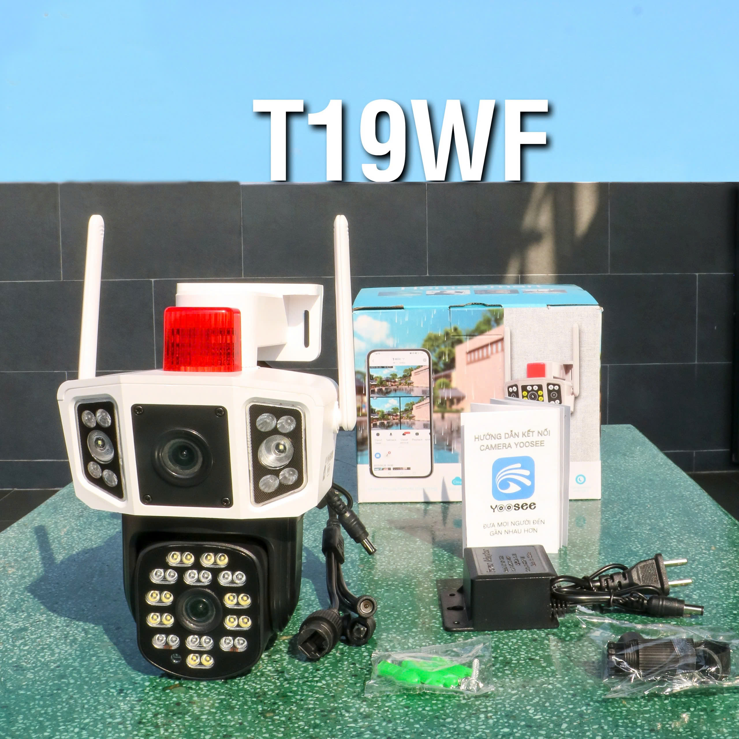 YOOSEE Mắt Diều Hâu T19WF  (Hộp màu, TypeC, xoay 360 độ , đàm thoại, có màu, 2 mắt 2 khung độc lập, thùng 30c)