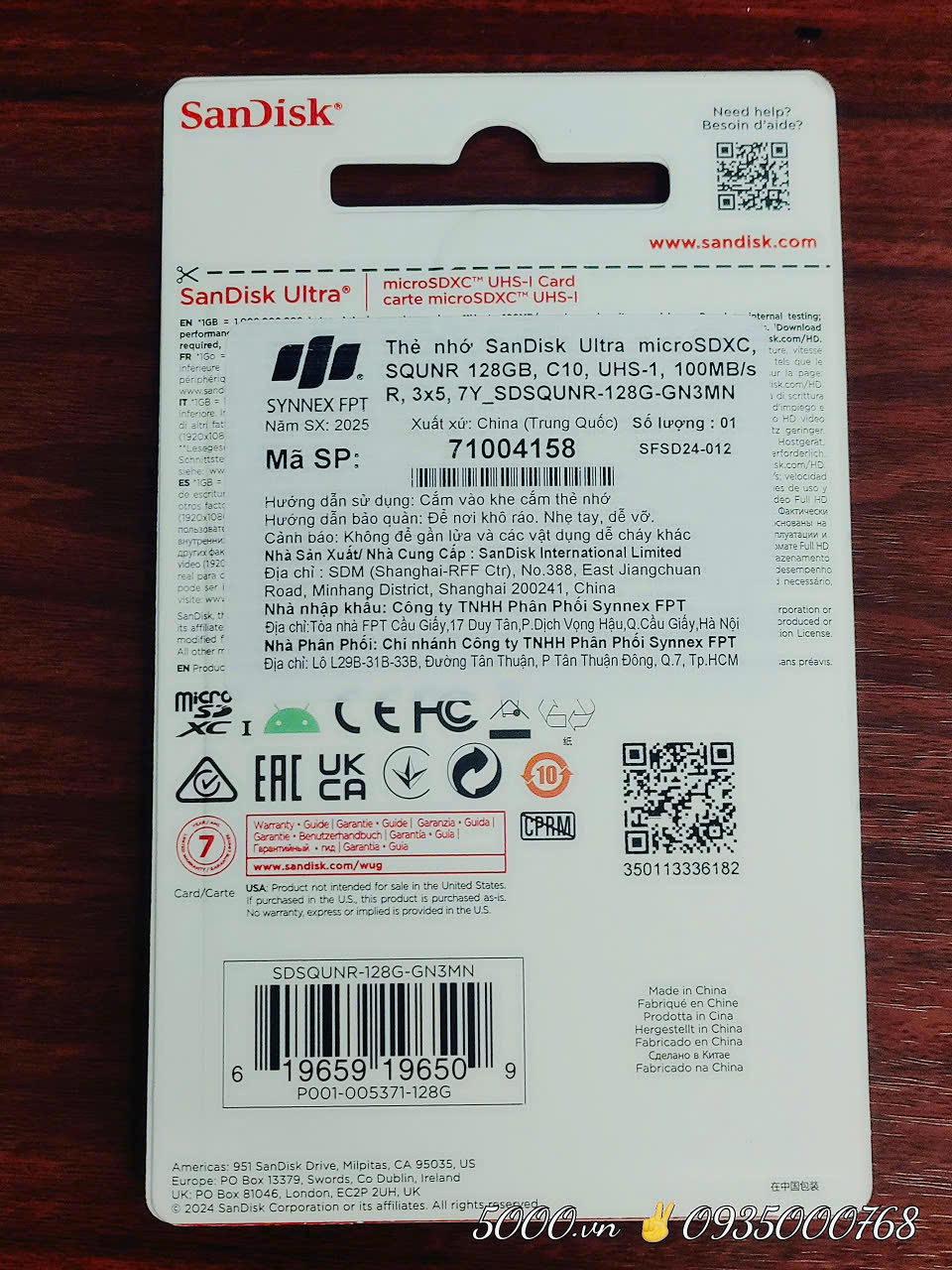 Thẻ nhớ SANDISK 128GB Chính Hãng ✌ Lifetime | Hộp 100c