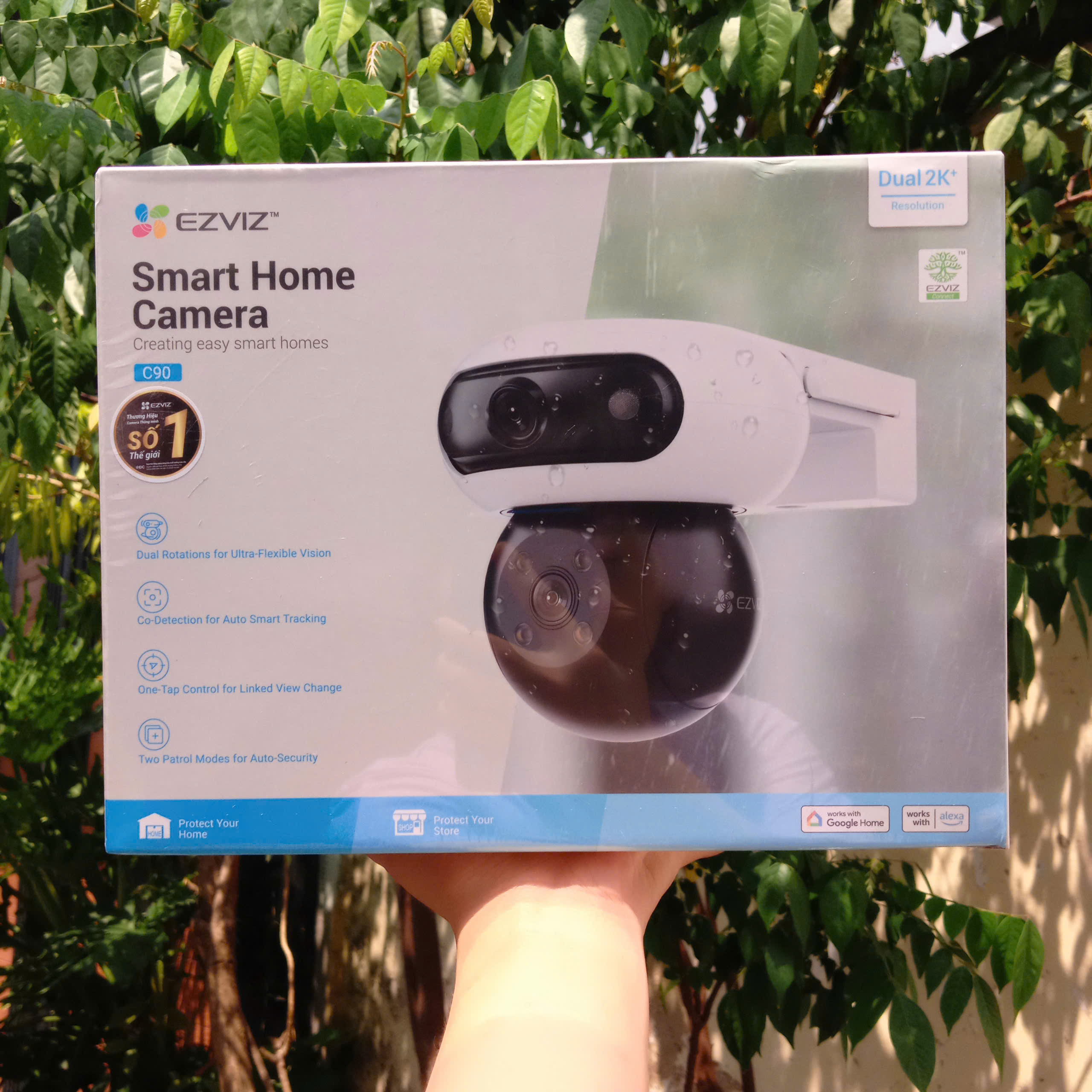 EZVIZ C90 8MP - Dual 2K plus + 2K plus (5,120 × 2880| Mắt trên Cố Định, mắt dưới xoay 360| Đàm thoại | Có màu ban đêm | Lắp ngoài trời)