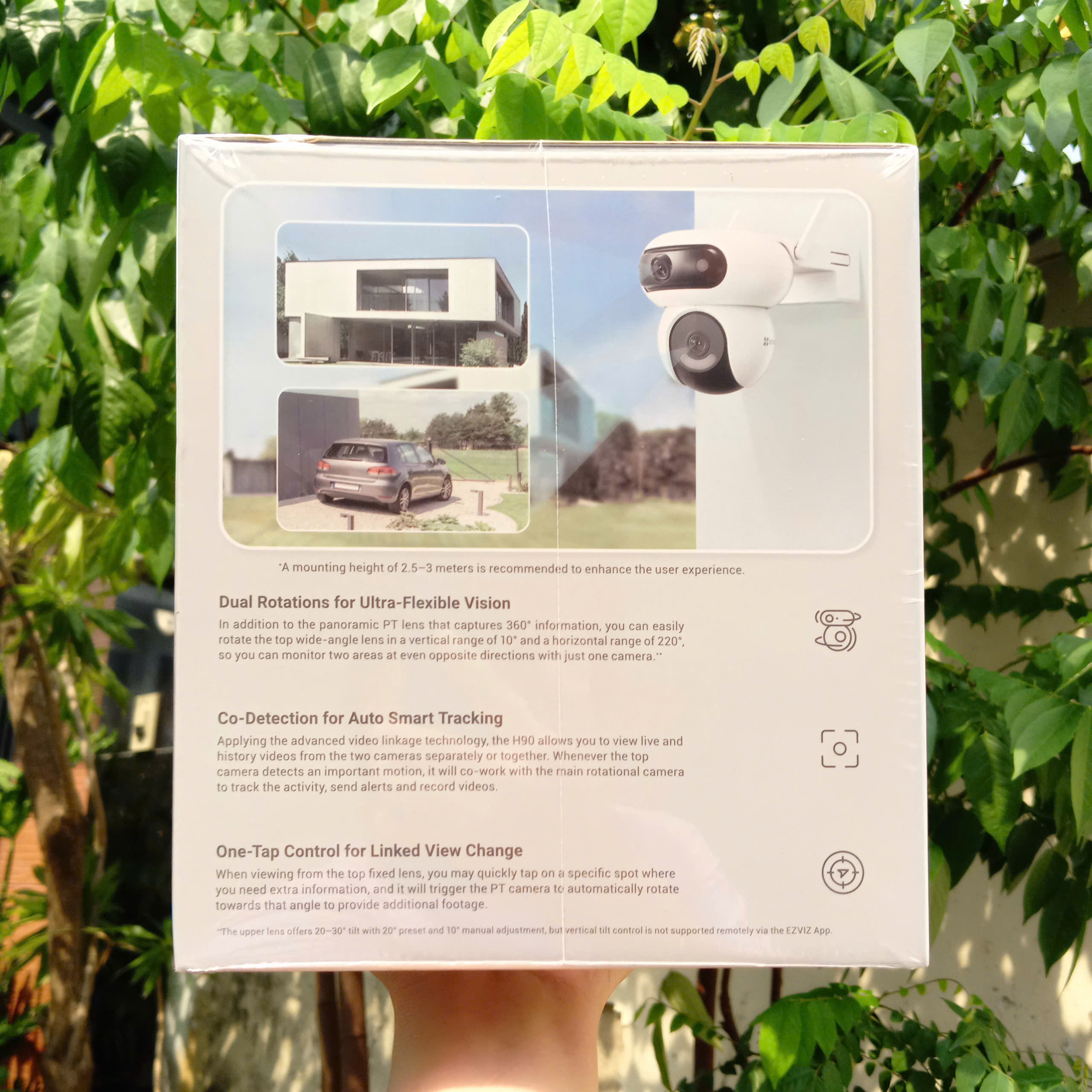 EZVIZ H90 8MP - Dual 2K plus + 2K plus (5,120 × 2880| Mắt trên Cố Định, mắt dưới xoay 360| Đàm thoại | Có màu ban đêm | Lắp ngoài trời)