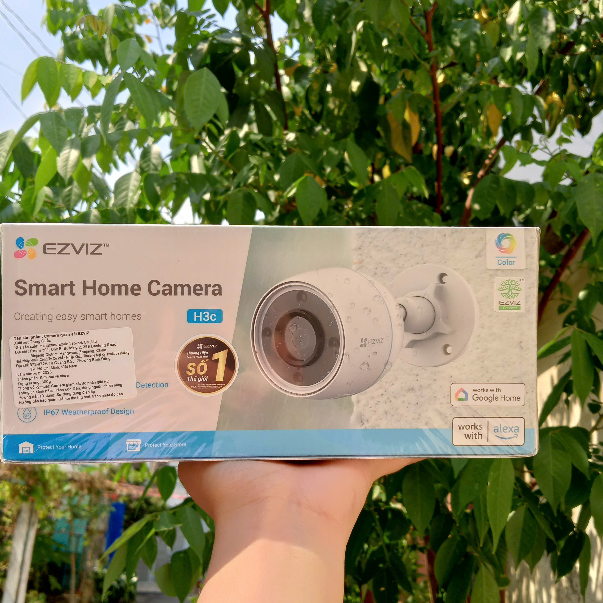 EZVIZ H3C 2MP COLOR ( 1920× 1080 | 30fps | Góc Chéo 98° | Ban đêm có màu | Có Micro | Không Loa | Thùng 30c | Lắp ngoài trời