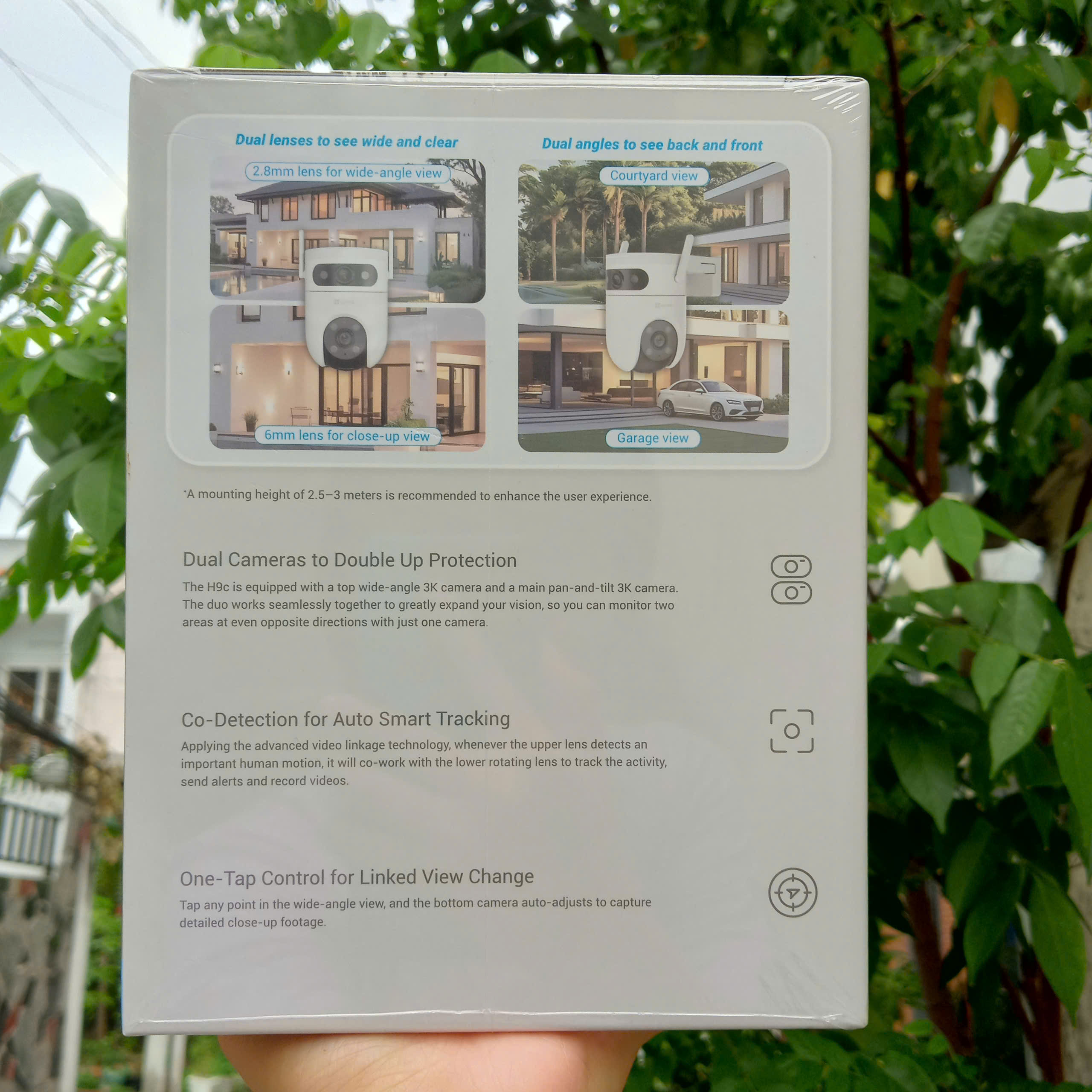 EZVIZ H9C 10MP - Dual 3K + 3K (5760 × 3240| Mắt trên Cố Định, mắt dưới xoay 360 | Đàm thoại | Có màu ban đêm | Lắp ngoài trời)